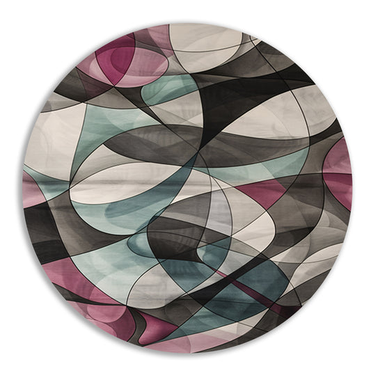 Kleurrijke moderne abstracte kunst met vormen aluminium muurcirkel