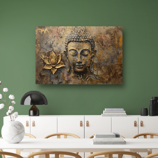 Gouden Boeddha met Lotus in Art Nouveau Stijl acrylglas