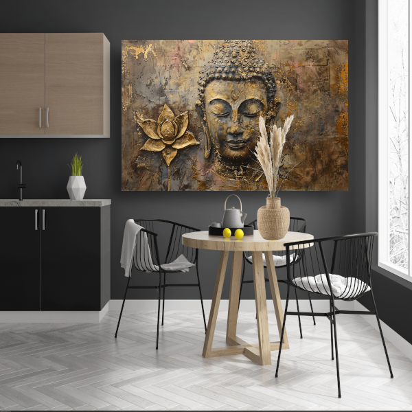 Gouden Boeddha met Lotus in Art Nouveau Stijl acrylglas