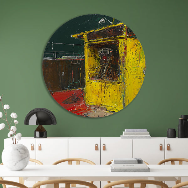 Abstract schilderij van een gereedschaphok forex muurcirkel