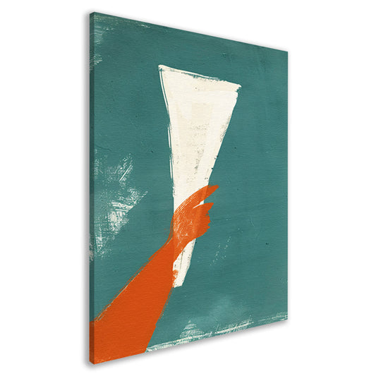 Abstract Rode Hand met Papier canvas