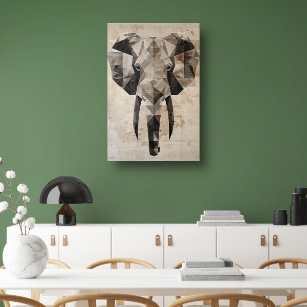 Sepia Geometrische Olifant Kunstwerk poster