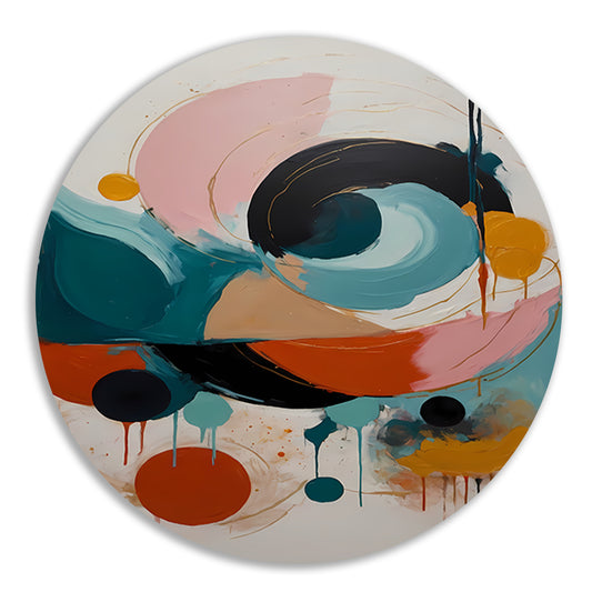Abstracte Dans van Kleur en Vorm aluminium muurcirkel