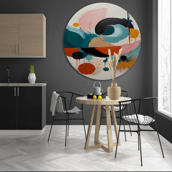 Abstracte Dans van Kleur en Vorm aluminium muurcirkel