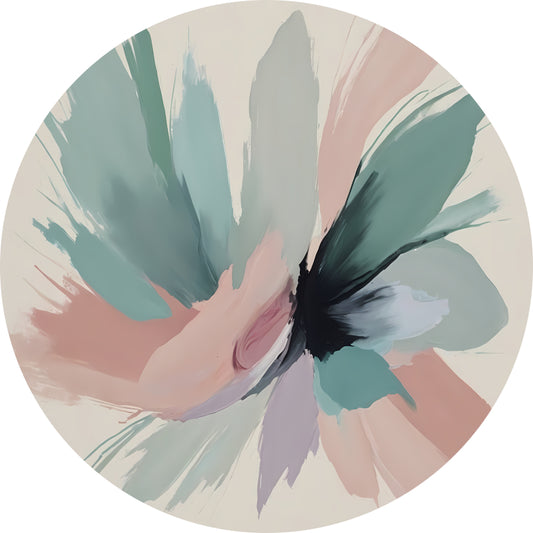 Dynamische Pasteltinten in Abstracte Harmonie aluminium muurcirkel