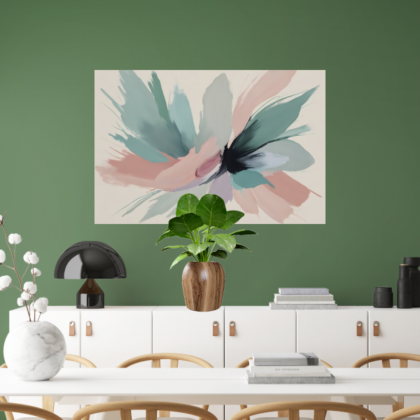 Dynamische Pasteltinten in Abstracte Harmonie canvas met baklijst