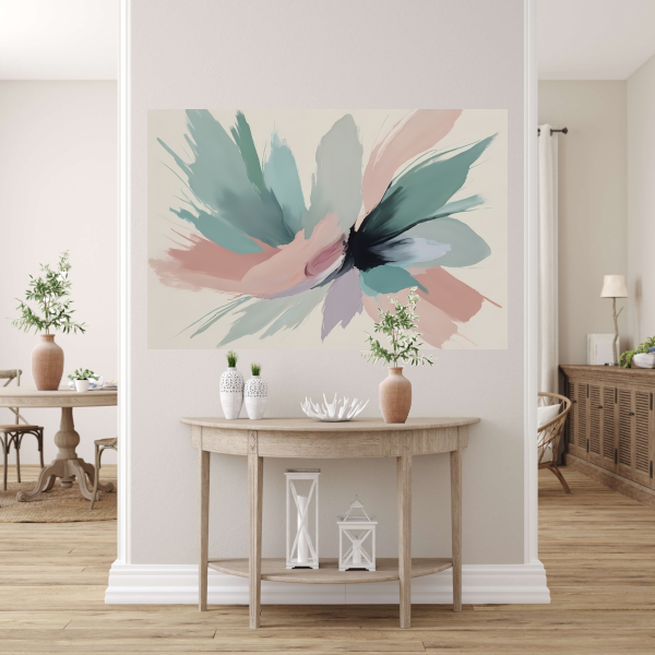 Dynamische Pasteltinten in Abstracte Harmonie canvas met baklijst