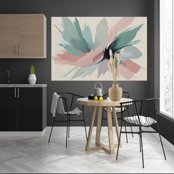 Dynamische Pasteltinten in Abstracte Harmonie canvas met baklijst