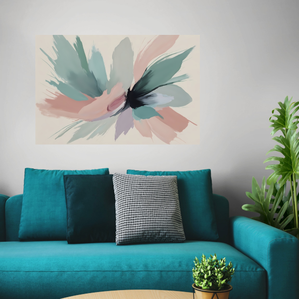 Dynamische Pasteltinten in Abstracte Harmonie canvas met baklijst