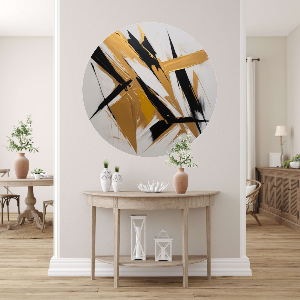 Dynamische Abstractie in Goud en Zwart forex muurcirkel