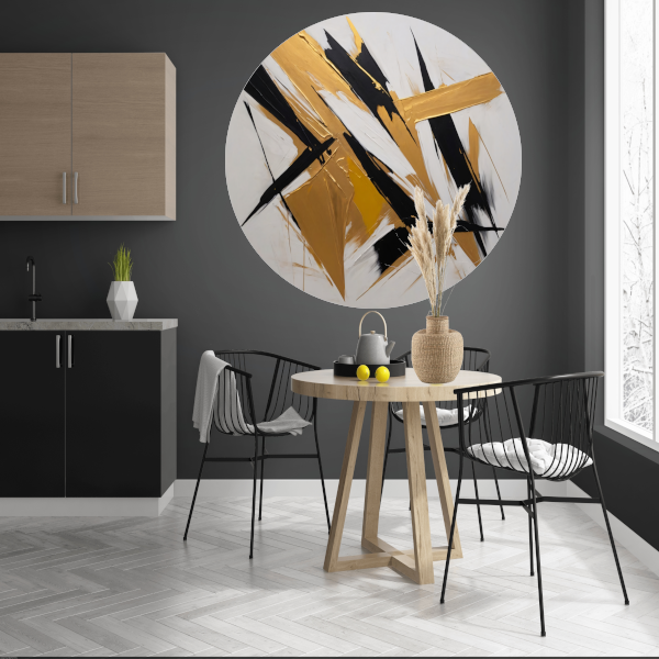 Dynamische Abstractie in Goud en Zwart forex muurcirkel