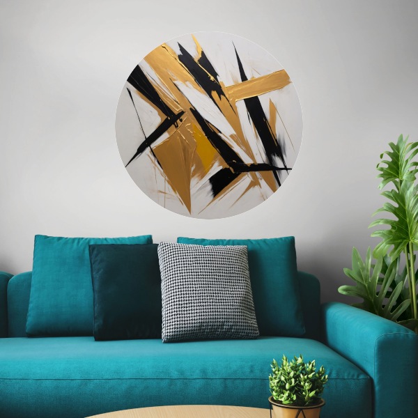 Dynamische Abstractie in Goud en Zwart forex muurcirkel