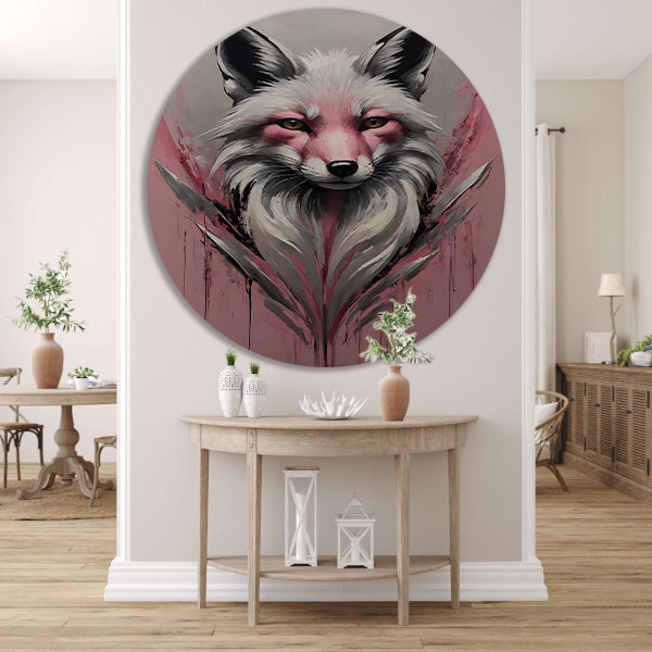 Abstracte vos in roze en zilver forex muurcirkel