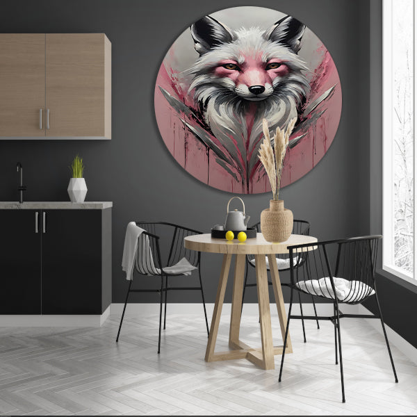 Abstracte vos in roze en zilver forex muurcirkel