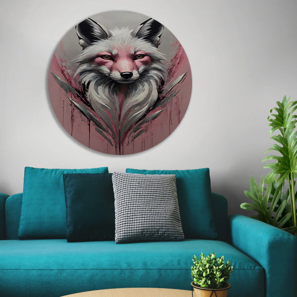 Abstracte vos in roze en zilver forex muurcirkel
