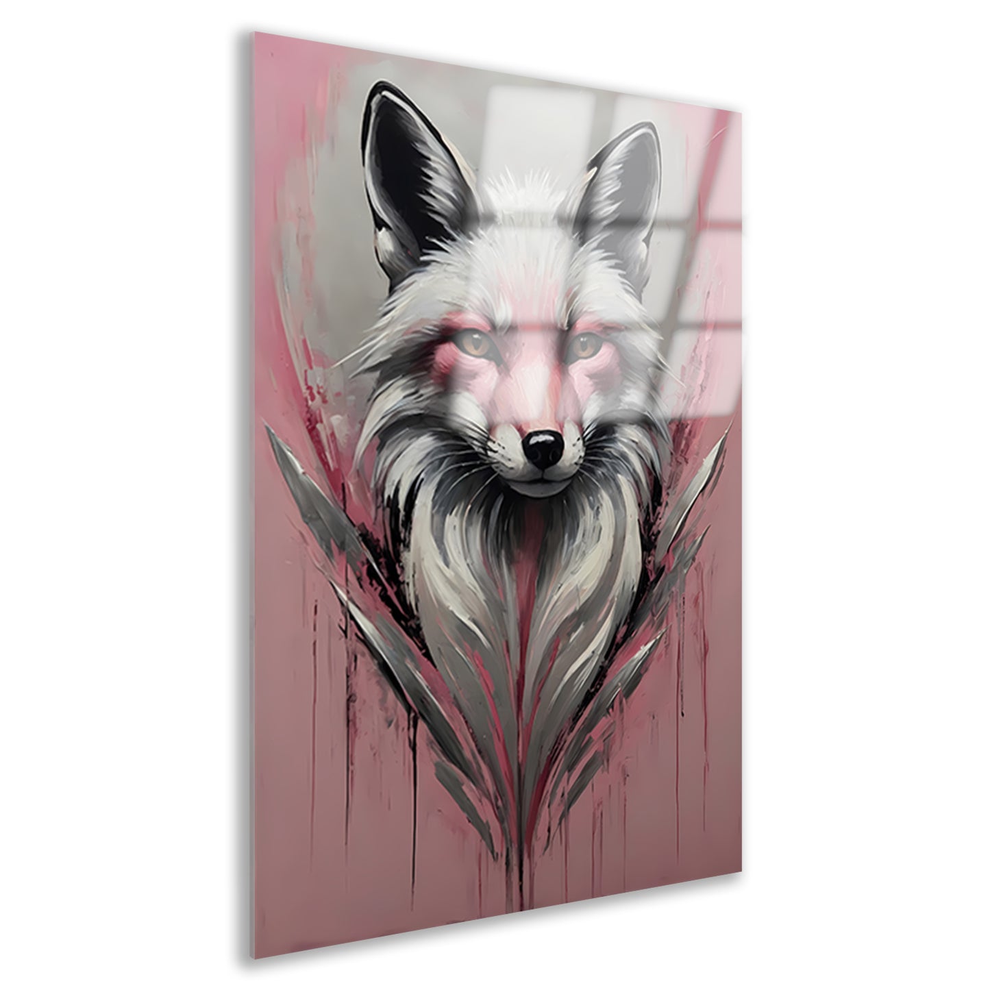 Abstracte vos in roze en zilver Acrylglas
