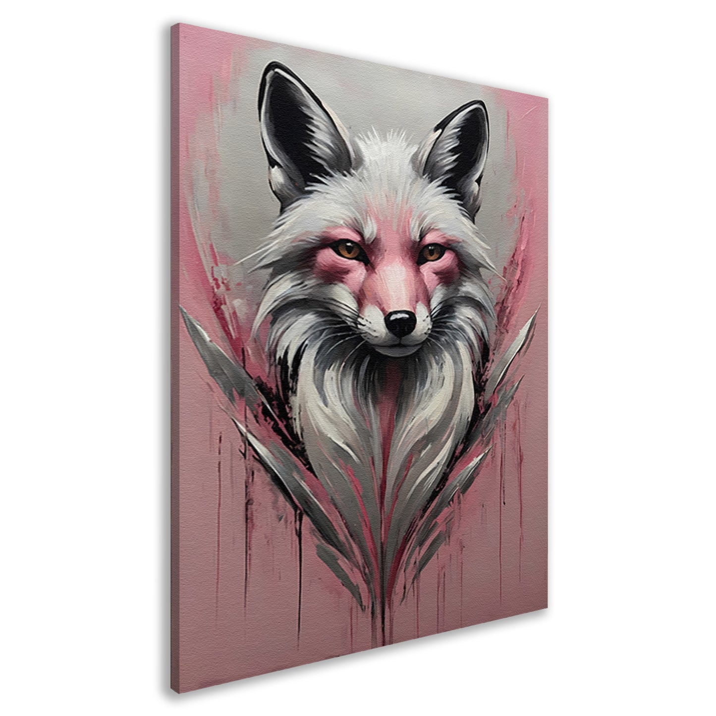Abstracte vos in roze en zilver canvas