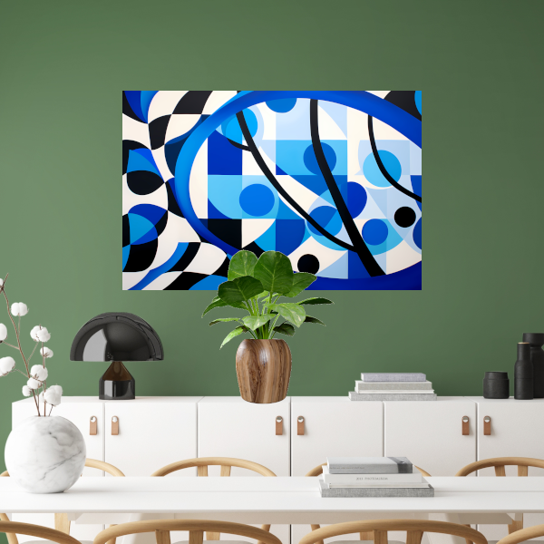 Abstract Spel van Blauw en Lijnen poster