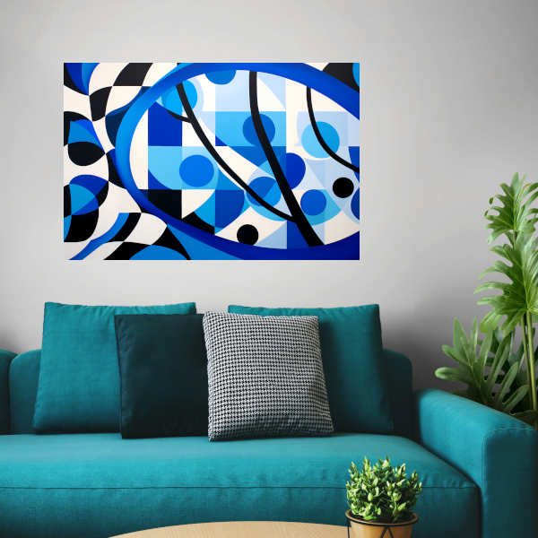 Abstract Spel van Blauw en Lijnen poster