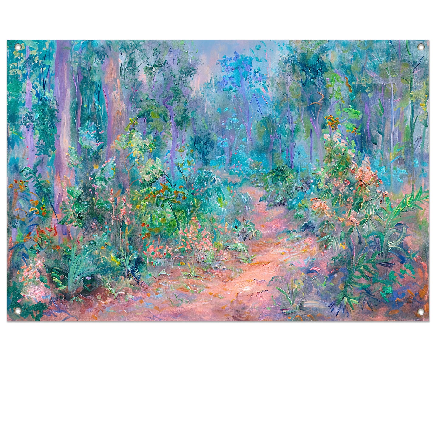 Betoverend schilderij van kleurrijk boslandschap tuinposter