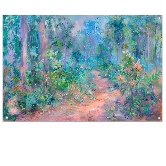 Betoverend schilderij van kleurrijk boslandschap tuinposter