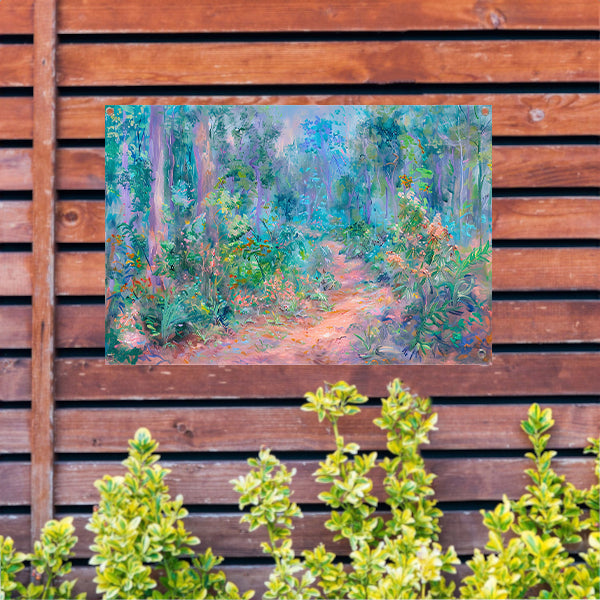 Betoverend schilderij van kleurrijk boslandschap tuinposter