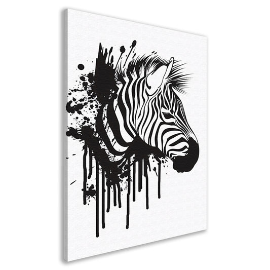 Abstracte zwart-wit zebra met spetters canvas