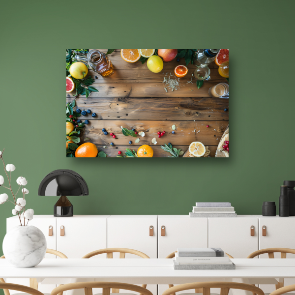 Stilleven met citroenen en sinaasappels canvas met baklijst
