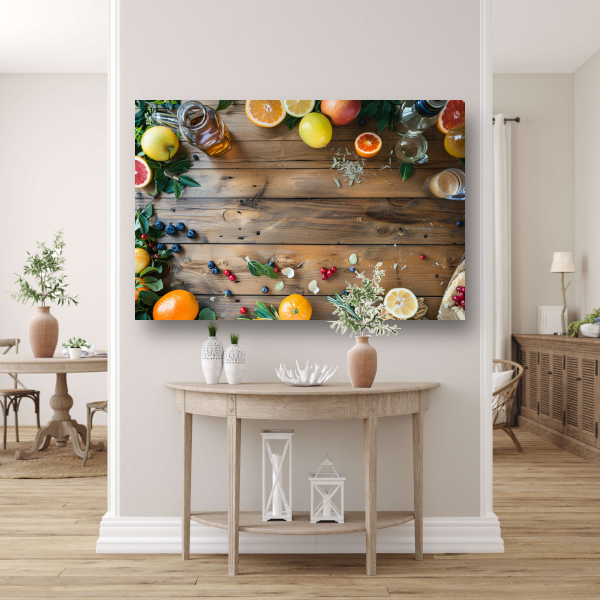 Stilleven met citroenen en sinaasappels canvas met baklijst