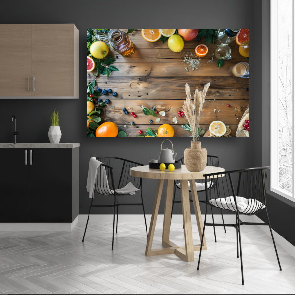 Stilleven met citroenen en sinaasappels canvas met baklijst