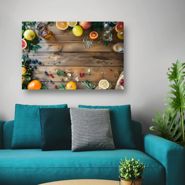 Stilleven met citroenen en sinaasappels canvas met baklijst