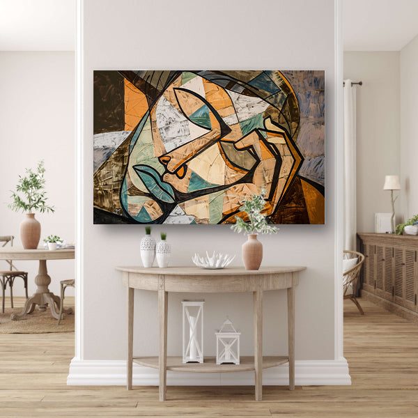 Kubistisch Portret met Vervormde Vormen canvas