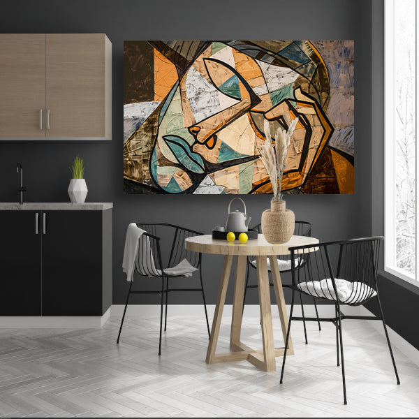 Kubistisch Portret met Vervormde Vormen canvas