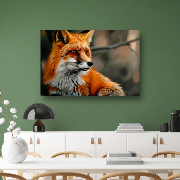 Roodvos in boslandschap canvas