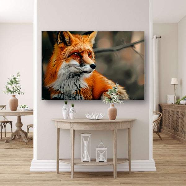 Roodvos in boslandschap canvas