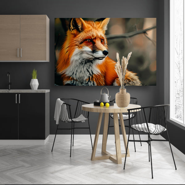 Roodvos in boslandschap canvas