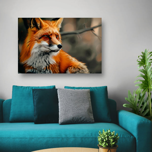 Roodvos in boslandschap canvas