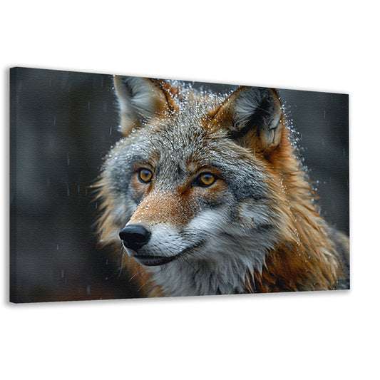 Realistische vos in de sneeuw met detail canvas