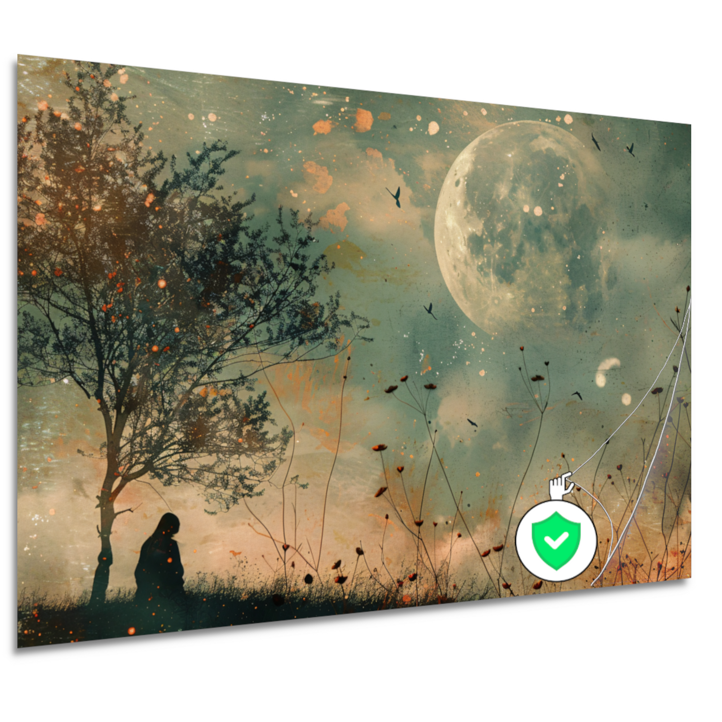 Een stille contemplatie onder de maan poster
