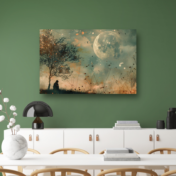 Een stille contemplatie onder de maan poster