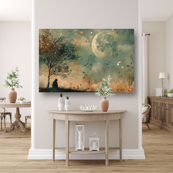 Een stille contemplatie onder de maan poster