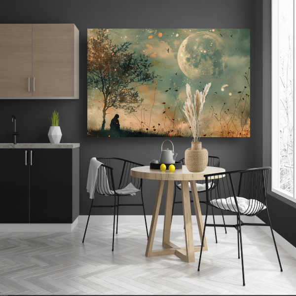 Een stille contemplatie onder de maan poster