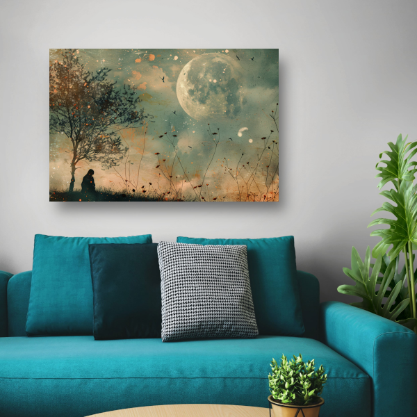 Een stille contemplatie onder de maan poster