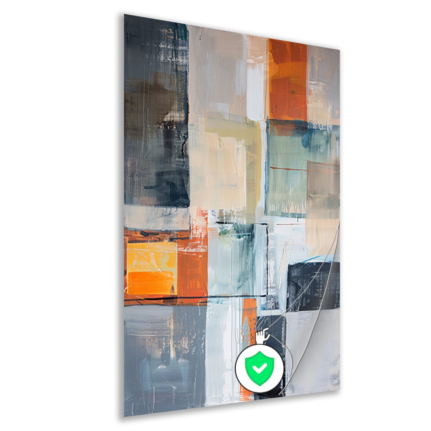 Abstract geometrisch schilderij met vierkanten en kleuren poster