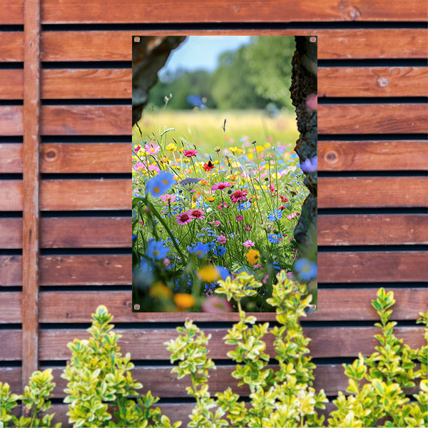 Bloemenzee met Vlinder in Zomer tuinposter