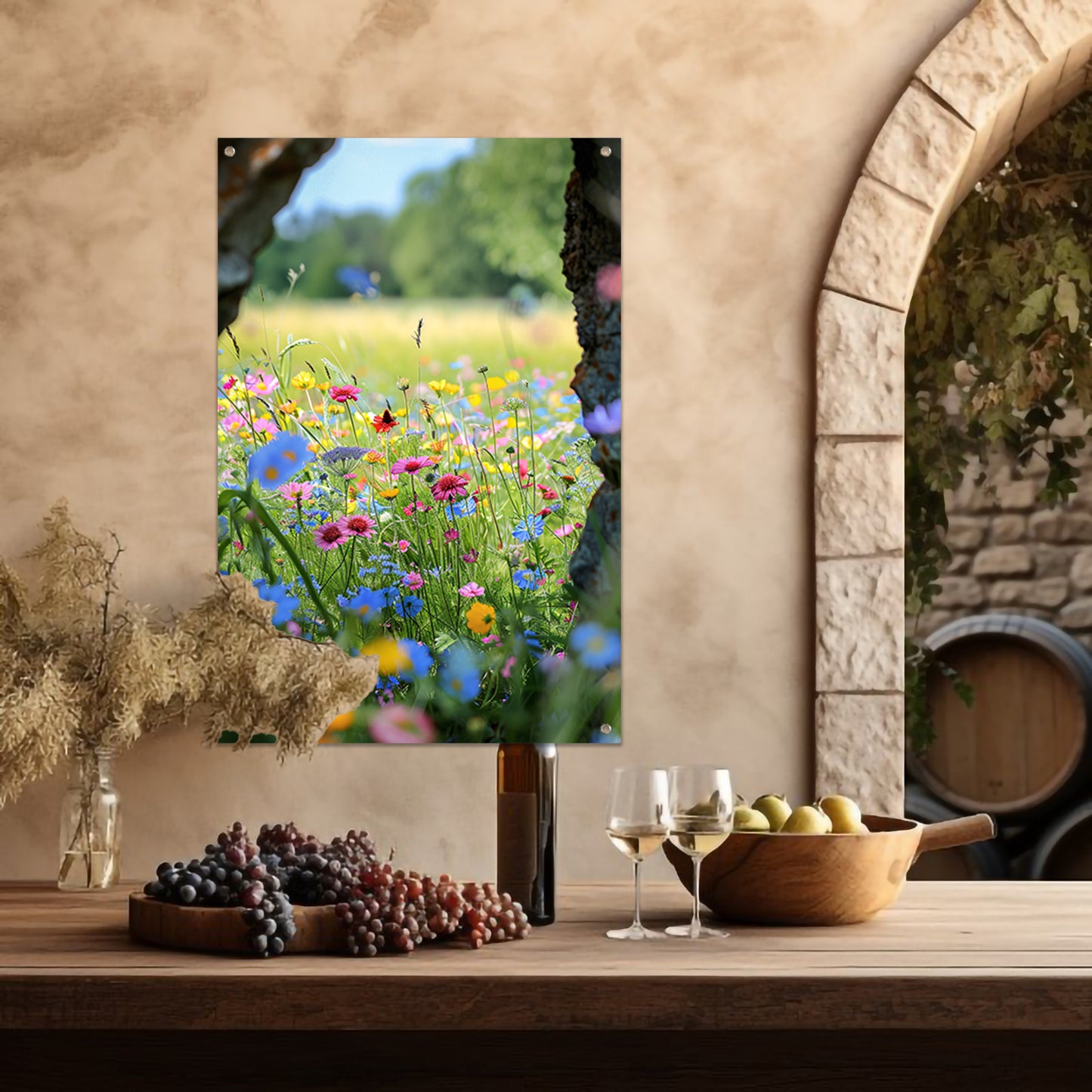 Bloemenzee met Vlinder in Zomer tuinposter