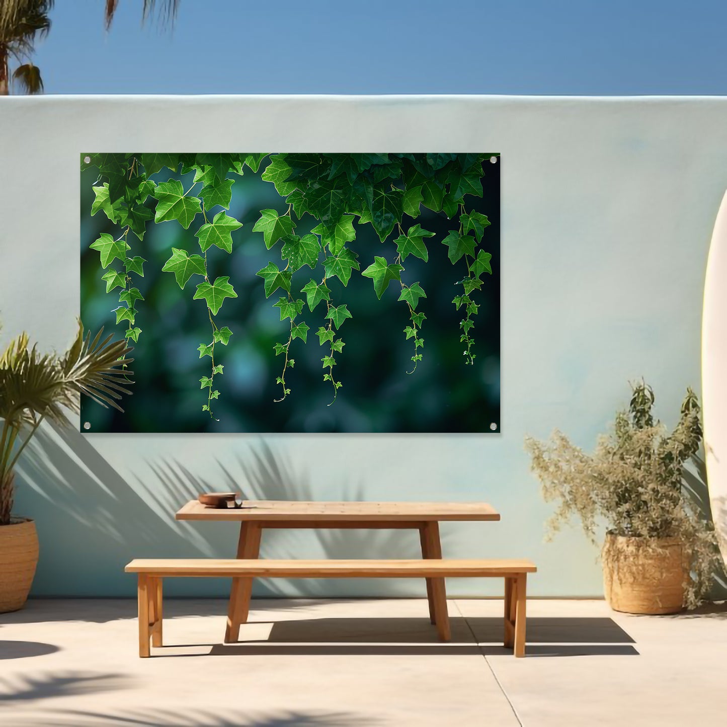 Dans van licht door hangende bladeren tuinposter
