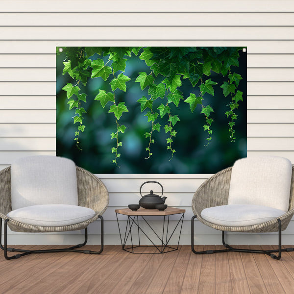 Dans van licht door hangende bladeren tuinposter