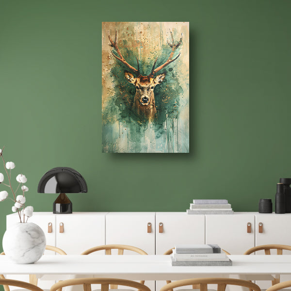 Mysterieus hertenportret met rustieke achtergrond poster