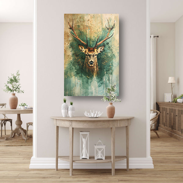 Mysterieus hertenportret met rustieke achtergrond poster